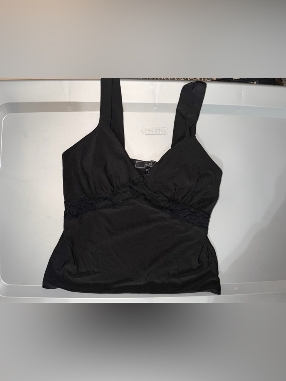 Vibe Black Lace-Trim Tank